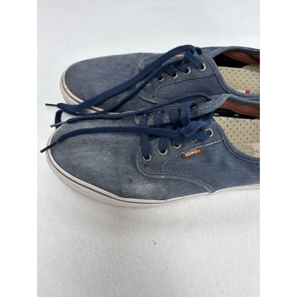 VANS Men's Blue Denim Lace-Up Casual Sneakers Round Toe US 9.5
